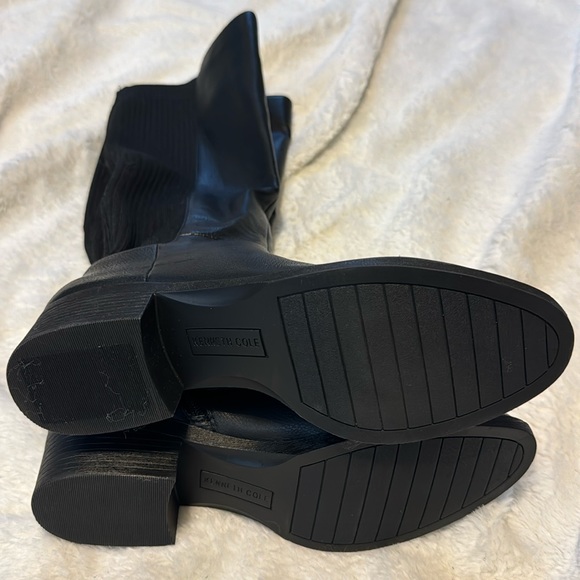 NEW! Kenneth Cole Black Levon Leather & Rib Knit Knee Boot - Size 9 - Picture 6 of 16